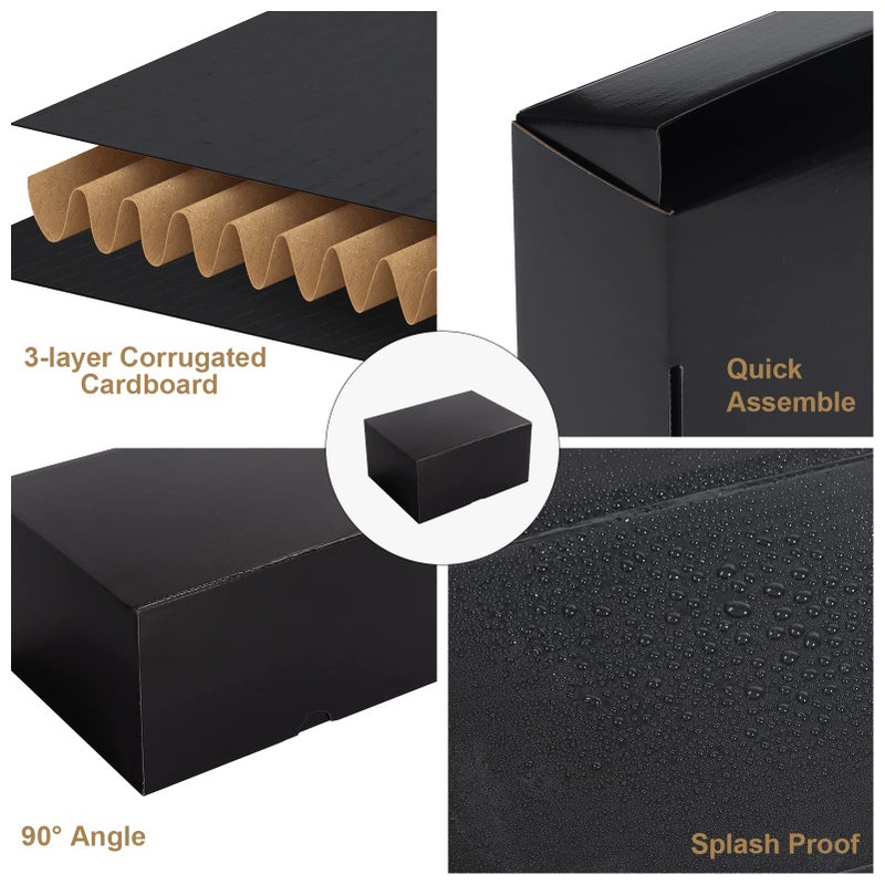 ZBEIVAN 8x6x4 Black Small Shipping Boxes  20 Packs Corrugated Cardboard Mailer Boxes for Packaging Small Business Mailing Gifts Wrap Boxes with Lids - Image 3